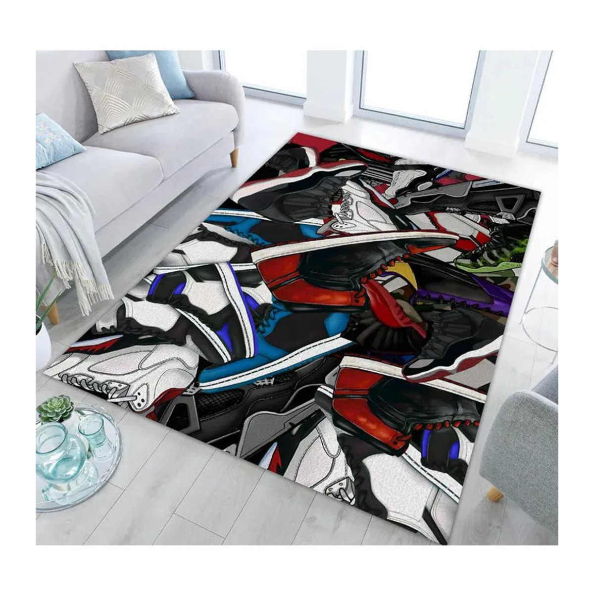 Dekorativer Sneakers Bereichsteppich mit Basketballschuh-Motiv in Multicolor, B/T: 60 x 40 cm - Bild 2