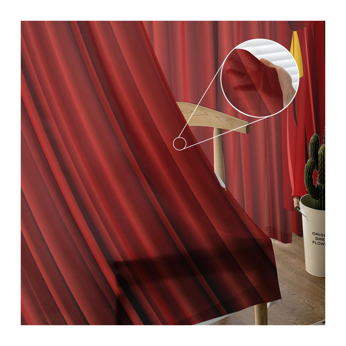 Dekorativer Tüll-Vorhang von A Family Of Home Textiles in Rot, Sheer Voile für Wohnzimmer und Schlafzimmer, B: 135 cm, H: 114 cm - Bild 4