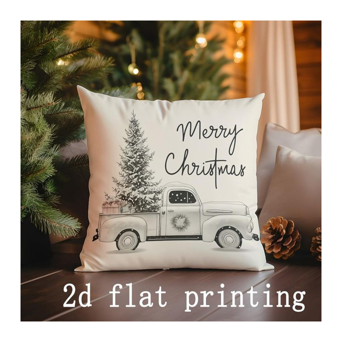 Dekorativer Weihnachts-Kissenbezug aus Peach Skin für Sofa und Schlafzimmer, B/B: 18 x 18 cm - Bild 1