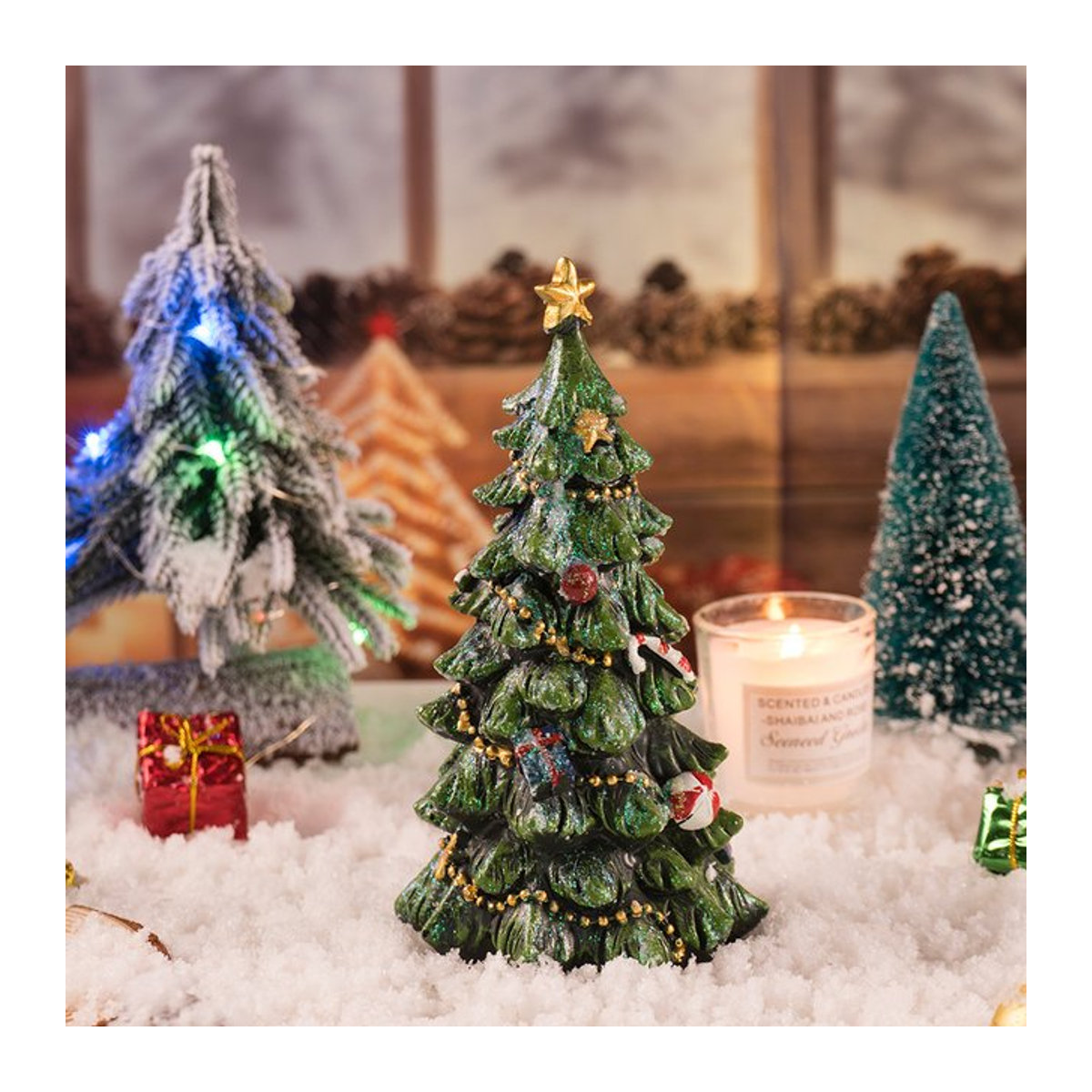 Dekorativer Weihnachtsbaum aus Harz in Grün als Tischdekoration für dein Zuhause - Bild 1
