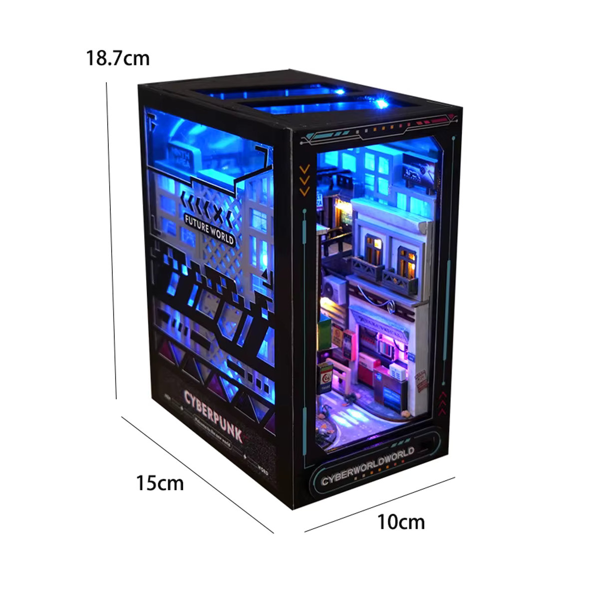 Dekoratives Holzpuzzle Bücherregal-Set von zuuton als Puppenhausmodell mit LED-Leuchten in Mehrfarbig - Bild 4