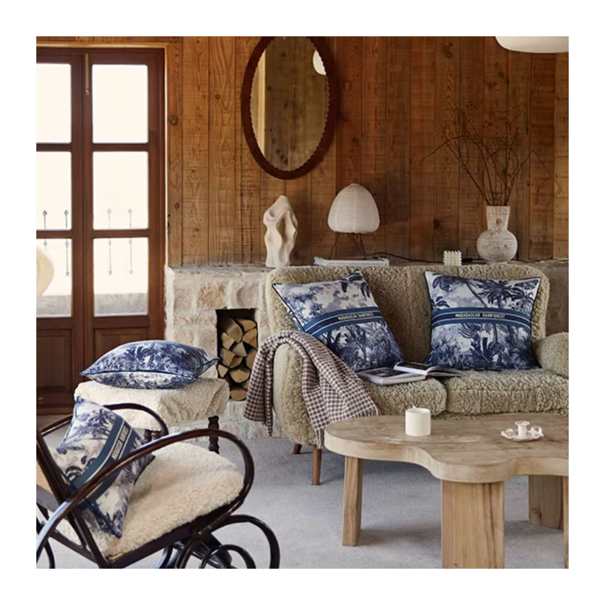Dekoratives Kissen mit Natur Regenwald Druck in Blau für Sofa und Wohnzimmer - Bild 6