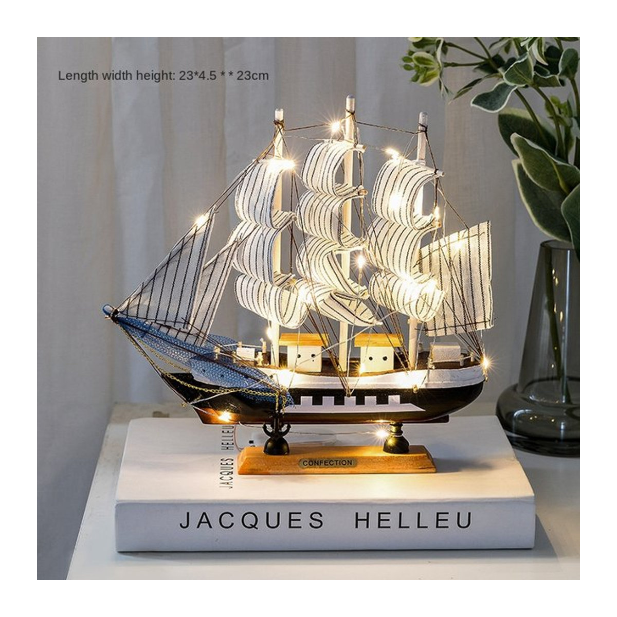 Dekoratives Segelboot aus Holz für Büro und Wohnzimmer im mediterranen Stil, B/T/H: 15 x 15 x 15 cm - Bild 1