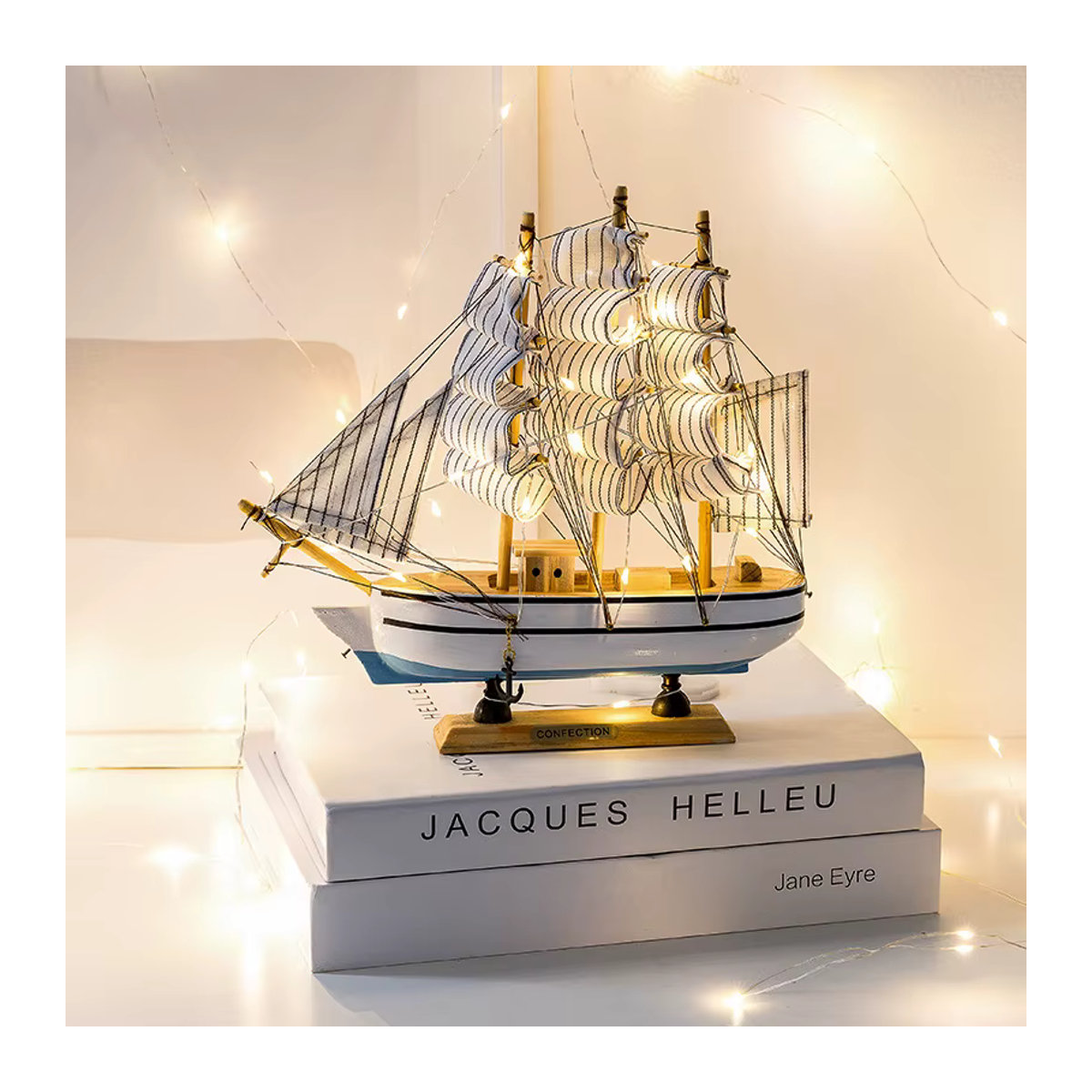 Dekoratives Segelboot aus Holz für Büro und Wohnzimmer im mediterranen Stil, B/T/H: 15 x 15 x 15 cm - Bild 2