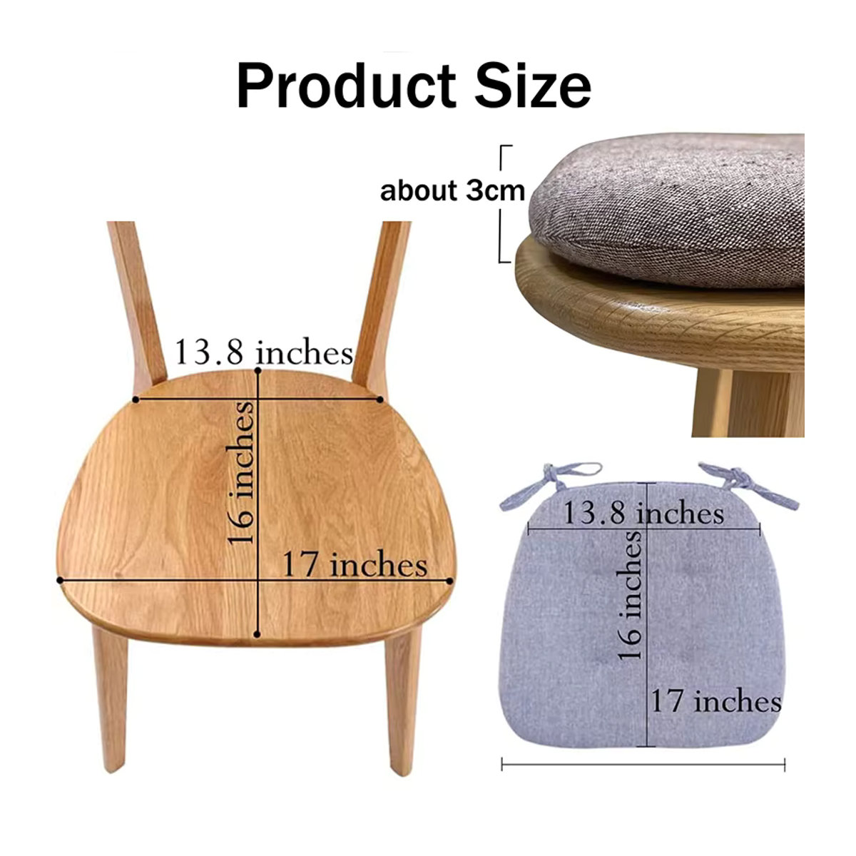 Dekoratives Sitzkissen in Brotform mit Memory Foam Füllung für Esszimmerstühle und Sofas, Schwarz - Bild 4