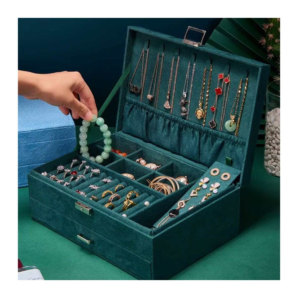 DELESYS Mehrzweck-Aufbewahrungsbox für Damen als Schmuckschatulle und Organizer für Brillen, Uhren und Modeschmuck - Bild 3