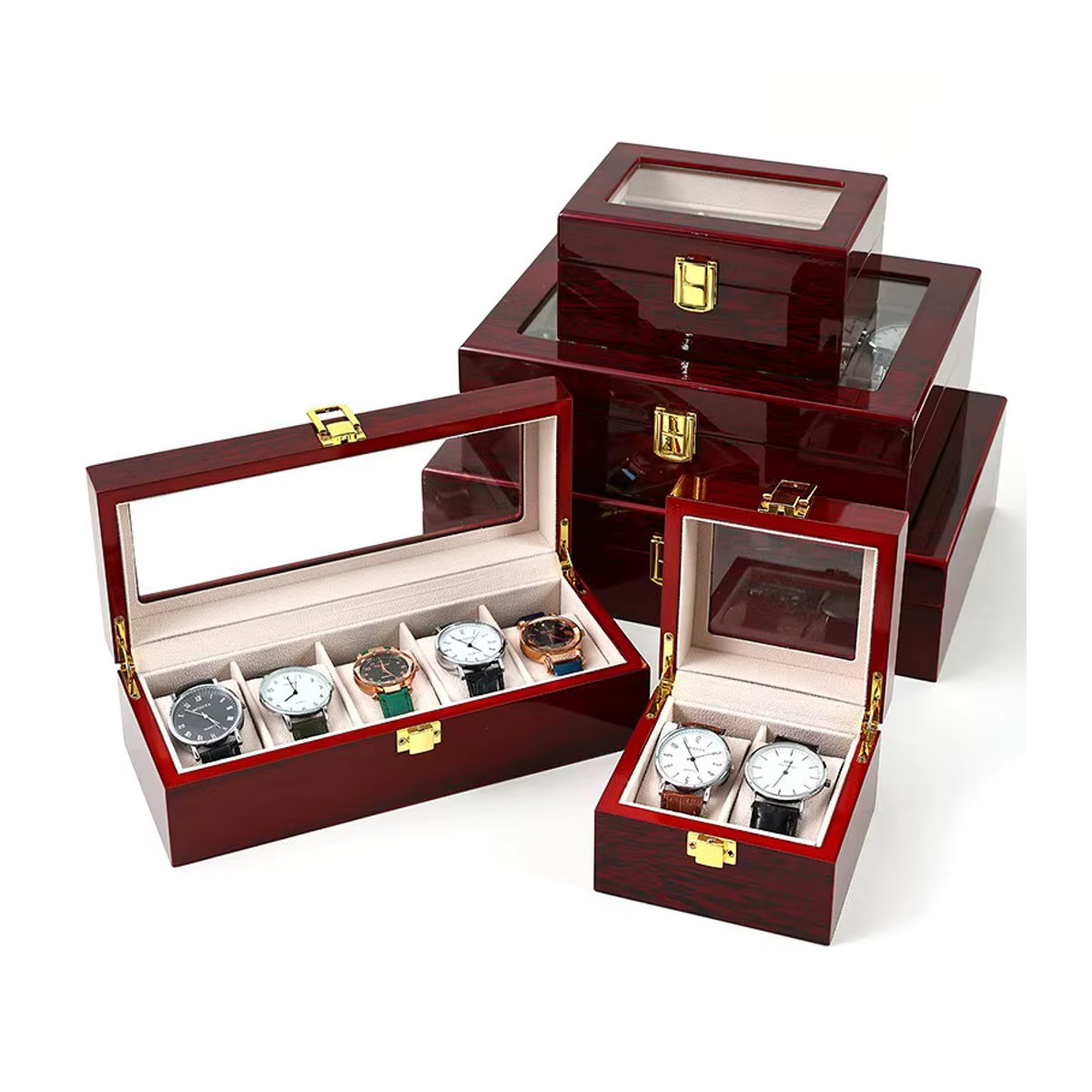 DELESYS Uhrenbox aus Holz im chinesischen Stil, rot - Bild 2