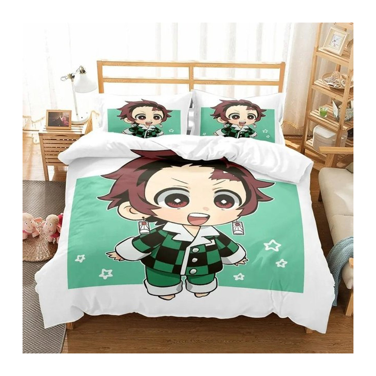 Demon Slayer Anime Bettwäsche-Set aus Polyester mit Kissenbezug für Kinder und Teenager, 2-teilig, B: 70 cm, L: 133 cm - Bild 1