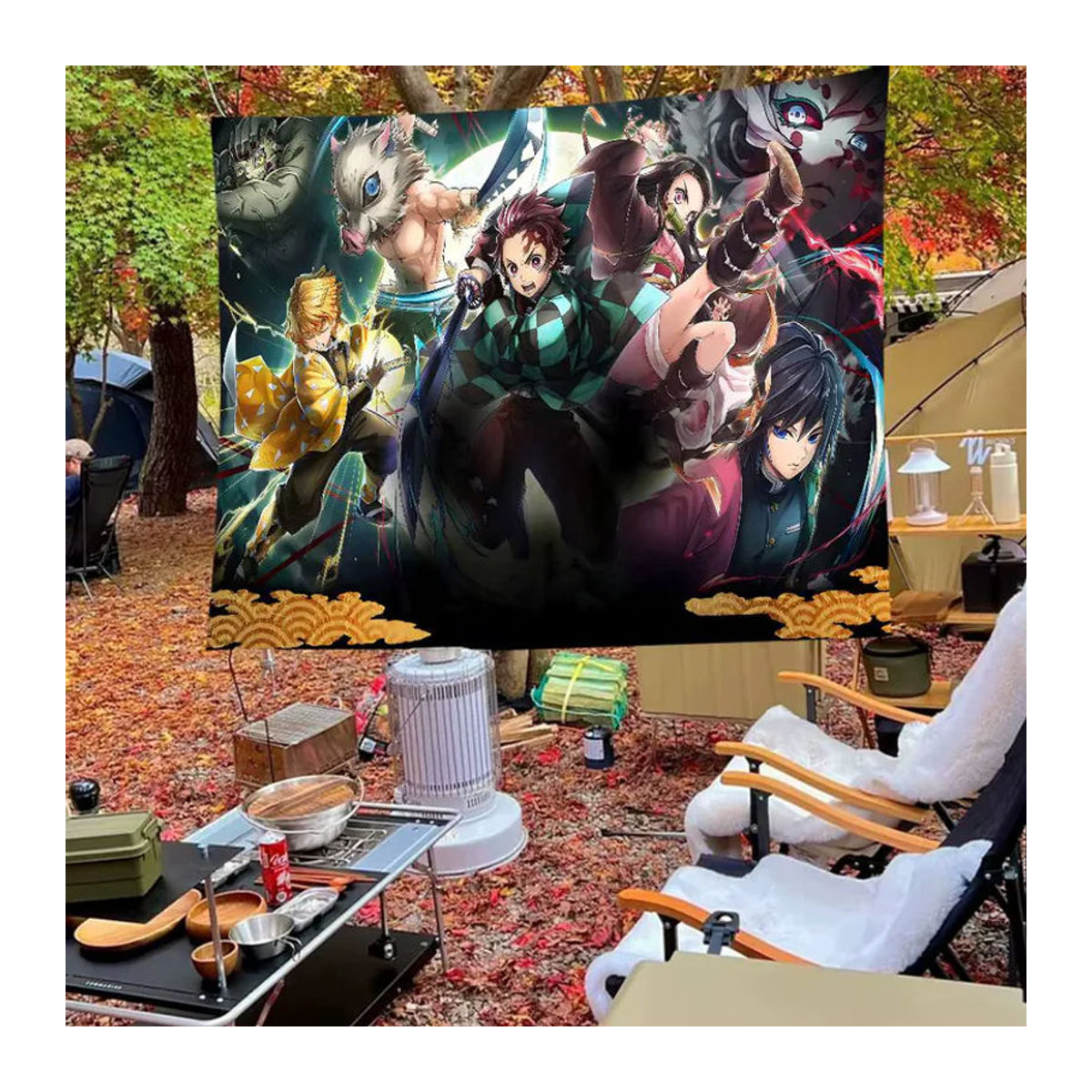 Demon Slayer Anime Fototapete als mehrfarbiger Fotohintergrund aus Papier im Querformat - Bild 5