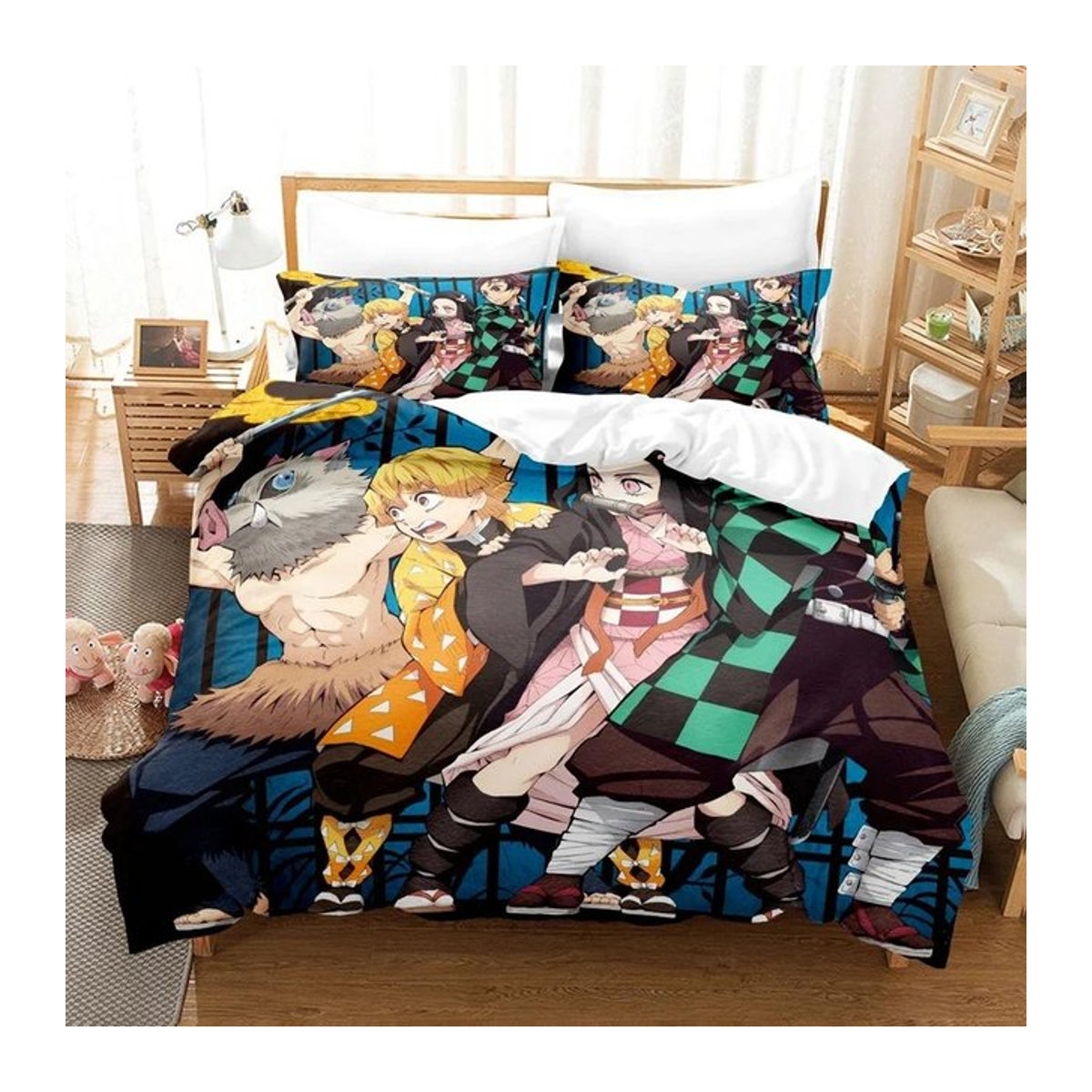 Demon Slayer Bettwäsche-Set mit 3D-Druck von Wucifang Bags, Multicolor, Bettbezug und Kissenbezug, B/H: 70 x 133 cm - Bild 1