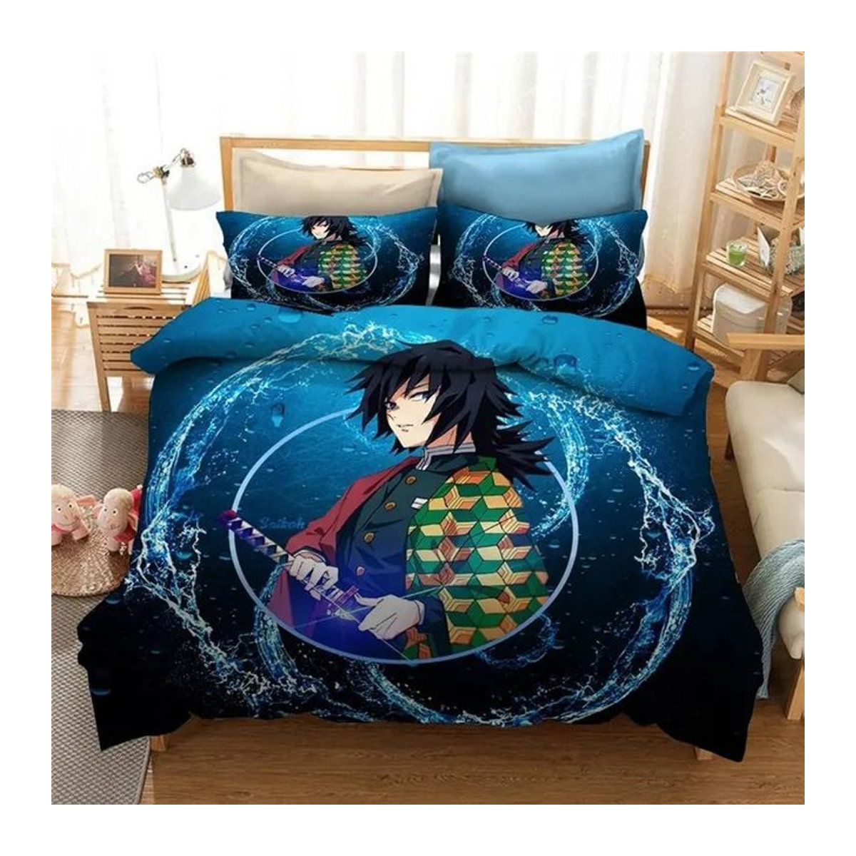 Demon Slayer Bettwäscheset mit 3D-Druck im Japan Anime Design, Multicolor, Bettbezug und Steppdecke mit Reißverschluss, B/H: 70 x 133 cm - Bild 1