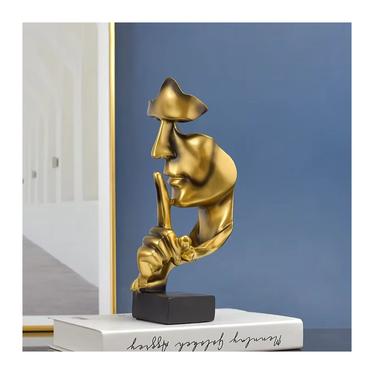 Denker Statue Skulptur Stille Ist Gold in Retro-Optik aus Harz für Büro und Wohnzimmer - Bild 2