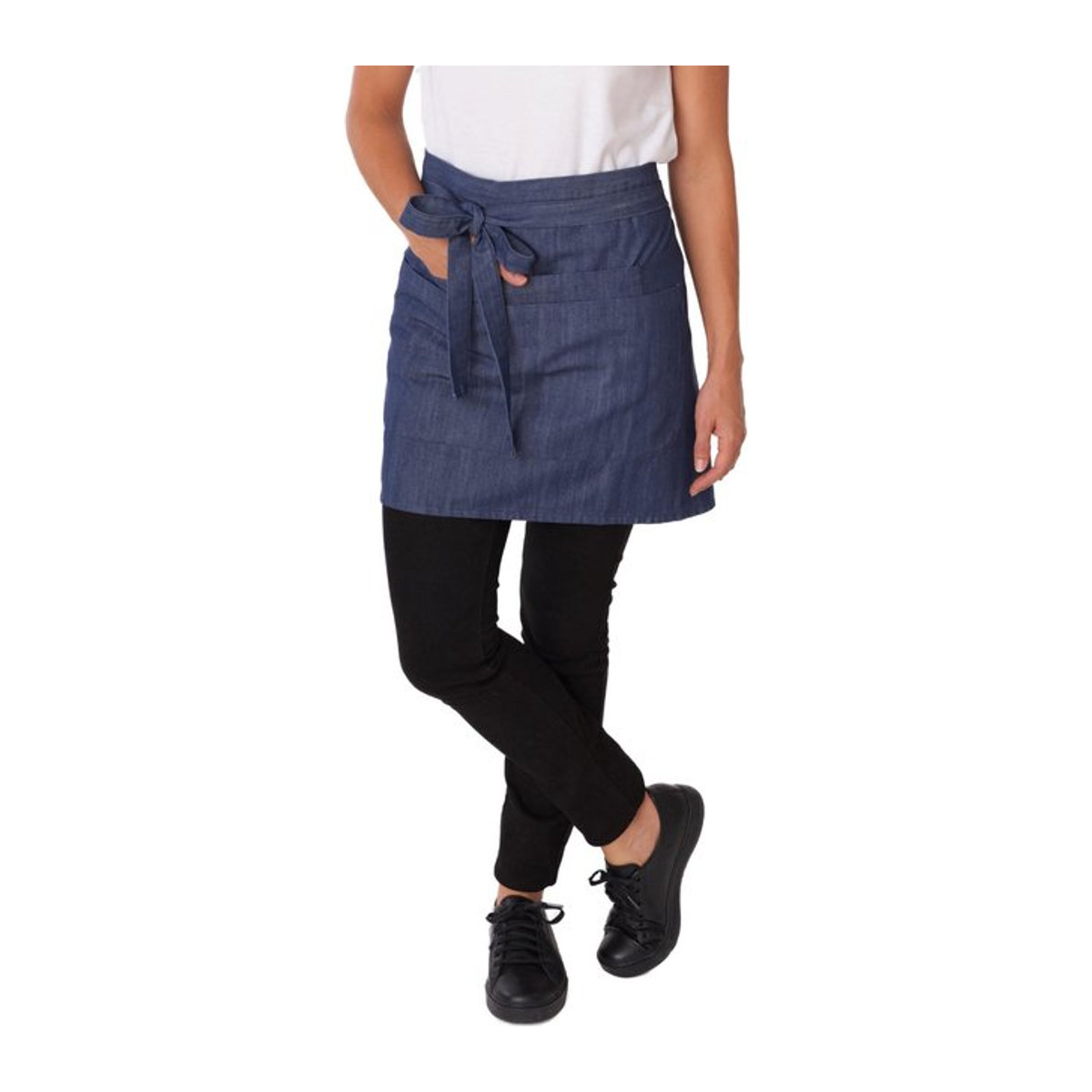 Dennys Unisex Denim-Schürze für Erwachsene mit kontrastierenden Taschen in Dunkelblau, One Size - Bild 1