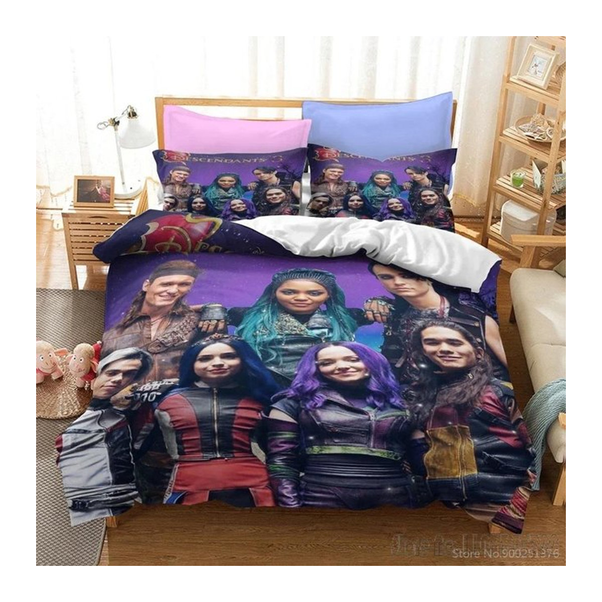 Descendants 3 Bettwäsche-Set mit 3D-Druck und Reißverschluss, Multicolor, B/H: 140 x 210 cm - Bild 1