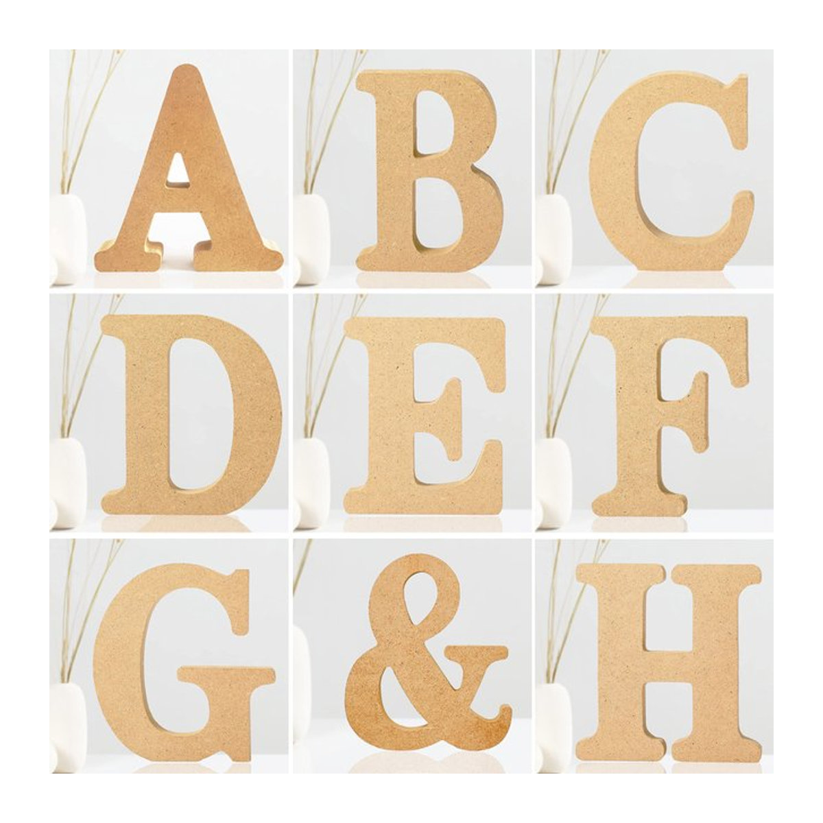 Designbare Holzbuchstaben in Dunkelkhaki zur Wanddekoration, 15,24 cm Höhe, freistehend und unlackiert - Bild 1