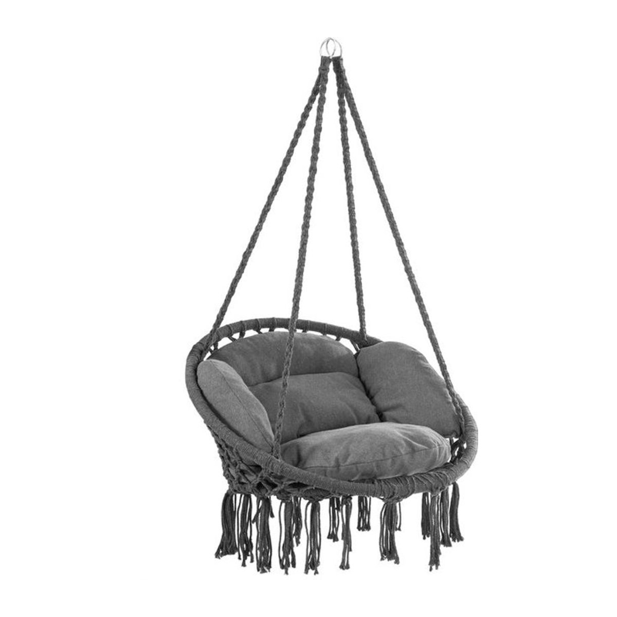 DETEX® Hängesessel in Anthrazit im Boho Stil mit Kissen, wetterfest und 360° drehbar, B/T/H: 80 x 60 x 140 cm - Bild 1