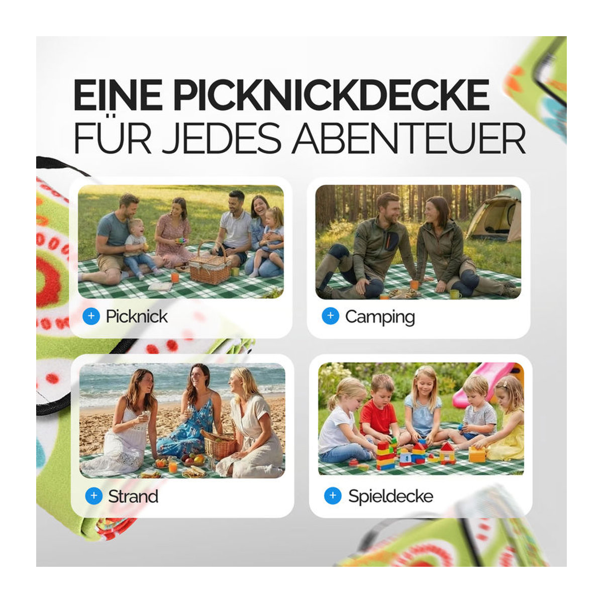 Detex Picknickdecke mit Blumenmuster B: 200 cm, T: 200 cm - Bild 3