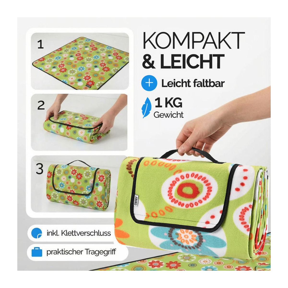 Detex Picknickdecke mit Blumenmuster B: 200 cm, T: 200 cm - Bild 4
