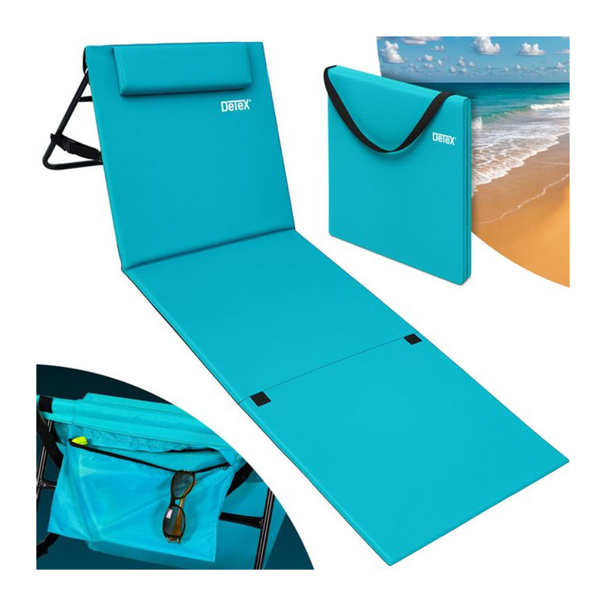 DETEX Strandmatte Türkis gepolstert B/T/H: 158 x 56 x 46 cm - Bild 1