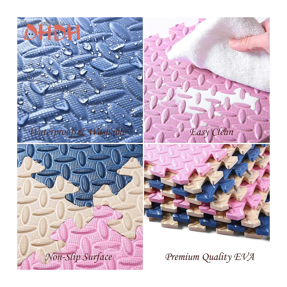 DHDH Puzzle Bodenmatte aus Schaumstoff, rutschfest und wasserdicht, Spielmatte für Babys und Haustiere, mehrfarbig und lila - Bild 4