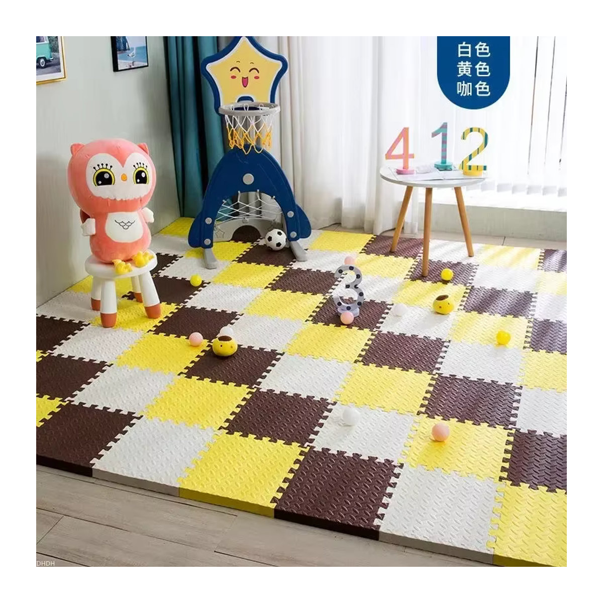 DHDH Spielmatte für Babys aus Schaumstoff, 12er Set Puzzle-Matten, Farbe: Braun, B/T/H: 30 x 30 x 1 cm - Bild 3