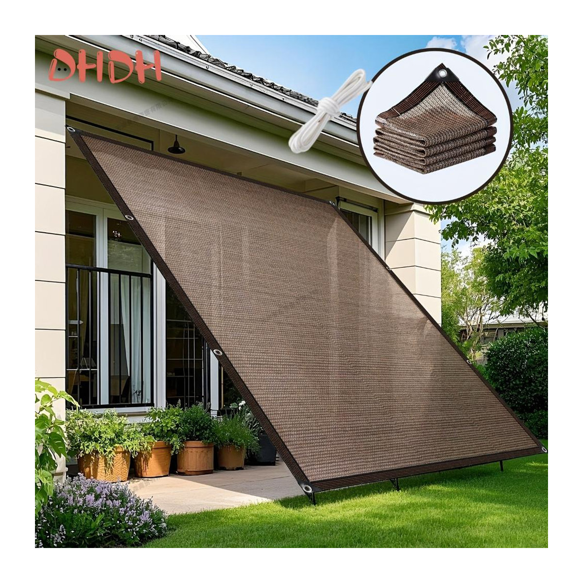 DHDH Strapazierfähiges Schattiernetz mit Ösen für Garten, Bauernhof und Auto, B x H: 3 x 4 m - Bild 4