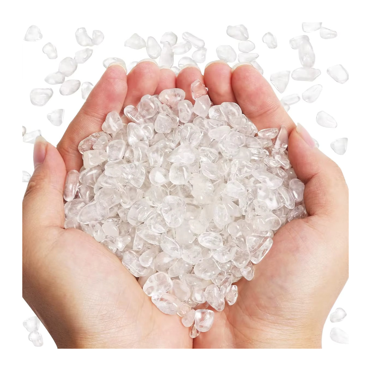 DHFS Natürliche Quarz Kristalle Chips in Transparent und Rosa, 500 g Polierte Edelstein Chips für Heilung und Aquarium - Bild 4