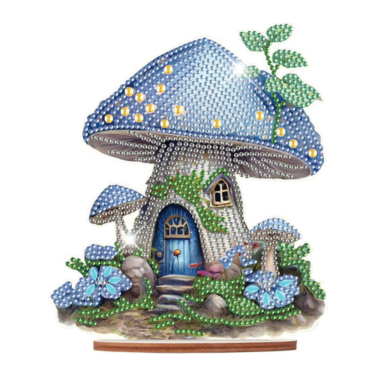 Diamantmalerei Set Pilzhaus in Blau als Weihnachtsdekoration für deinen Schreibtisch - Bild 1