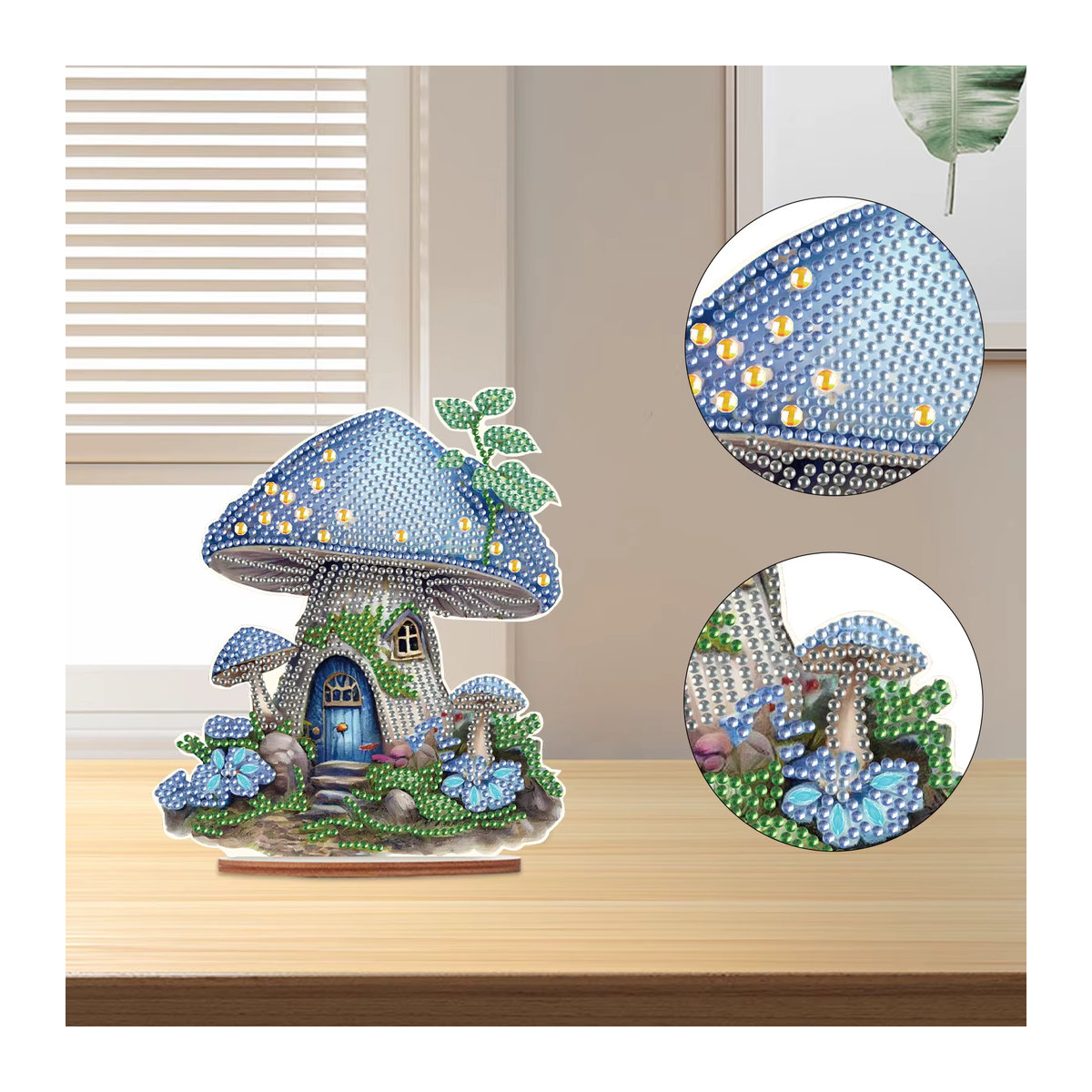 Diamantmalerei Set Pilzhaus in Blau als Weihnachtsdekoration für deinen Schreibtisch - Bild 4