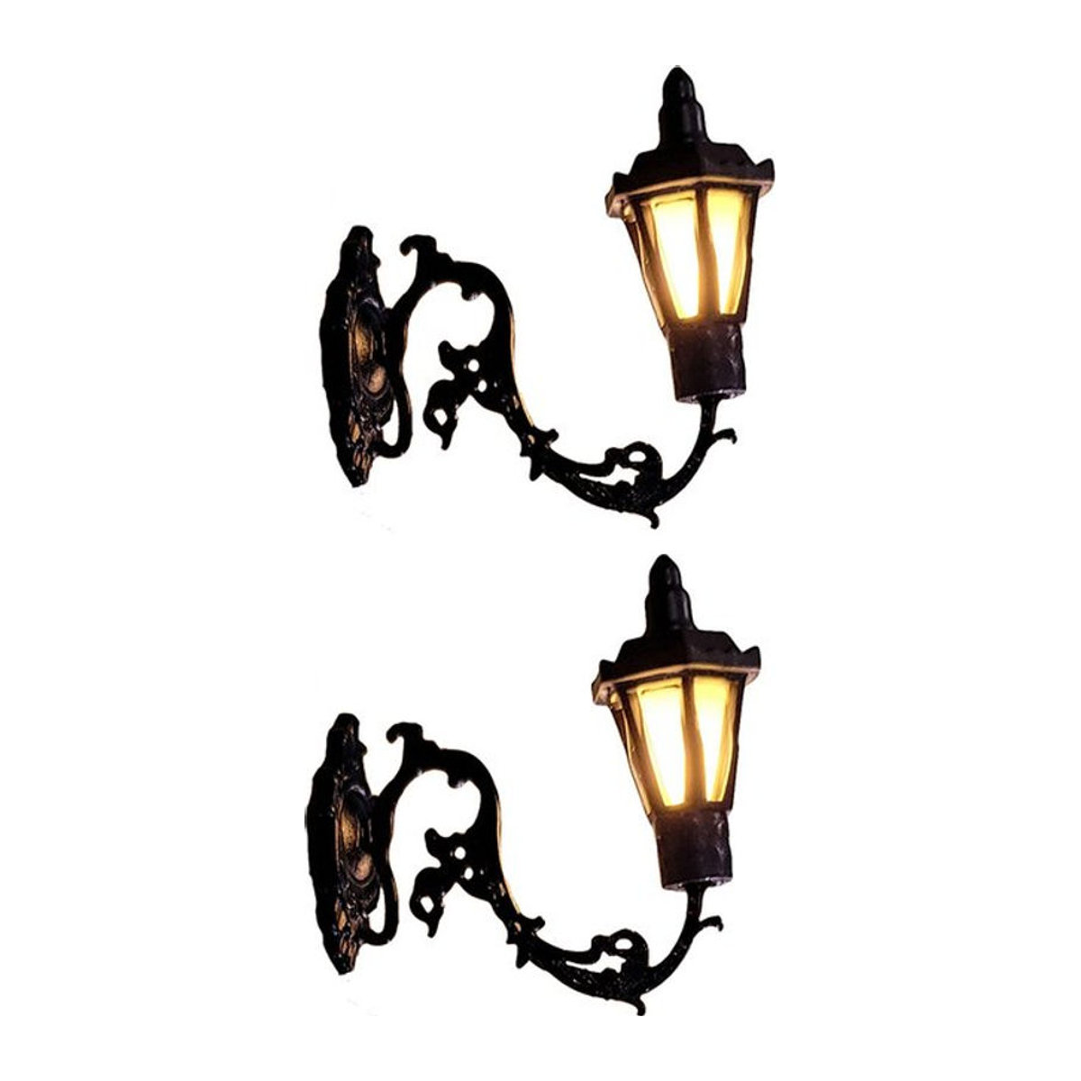 DIAPER&CORED 2er-Set LED Puppenhaus Wandlampen im klassischen Design, Schwarz, Warmweiß - Bild 1