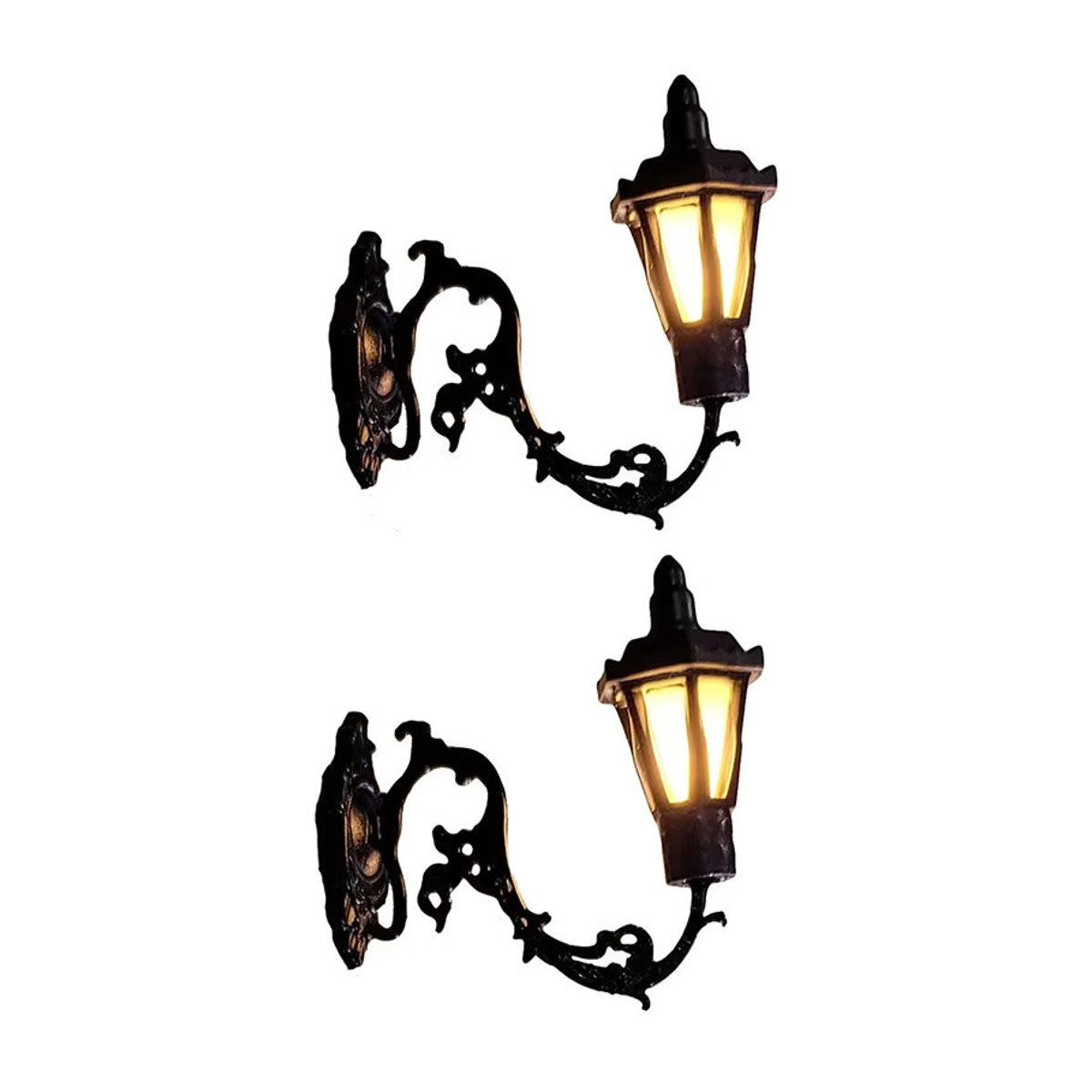 DIAPER&CORED 2er-Set LED Puppenhaus Wandlampen im klassischen Design, Schwarz, Warmweiß - Bild 2