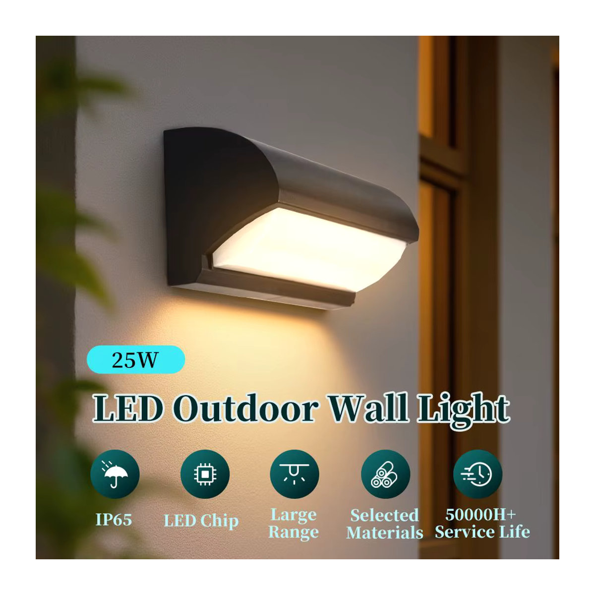 DIBILUN LED Outdoor Wandleuchte Modern Schwarz IP65 Wasserdicht 12W - Bild 2