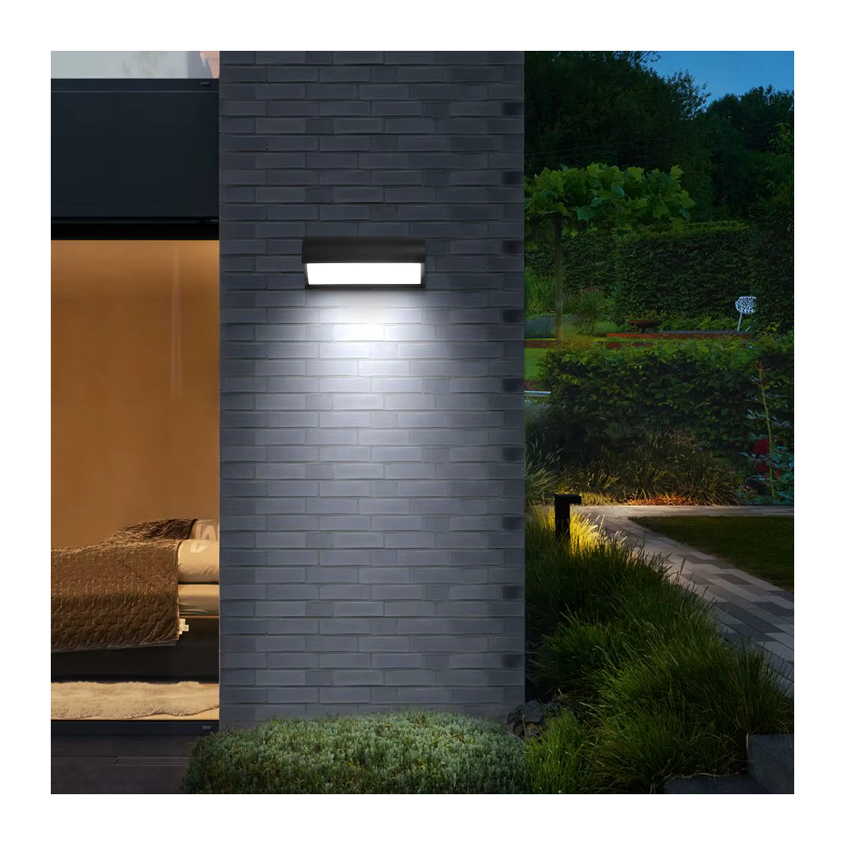 DIBILUN LED Outdoor Wandleuchte Modern Schwarz IP65 Wasserdicht 12W - Bild 4