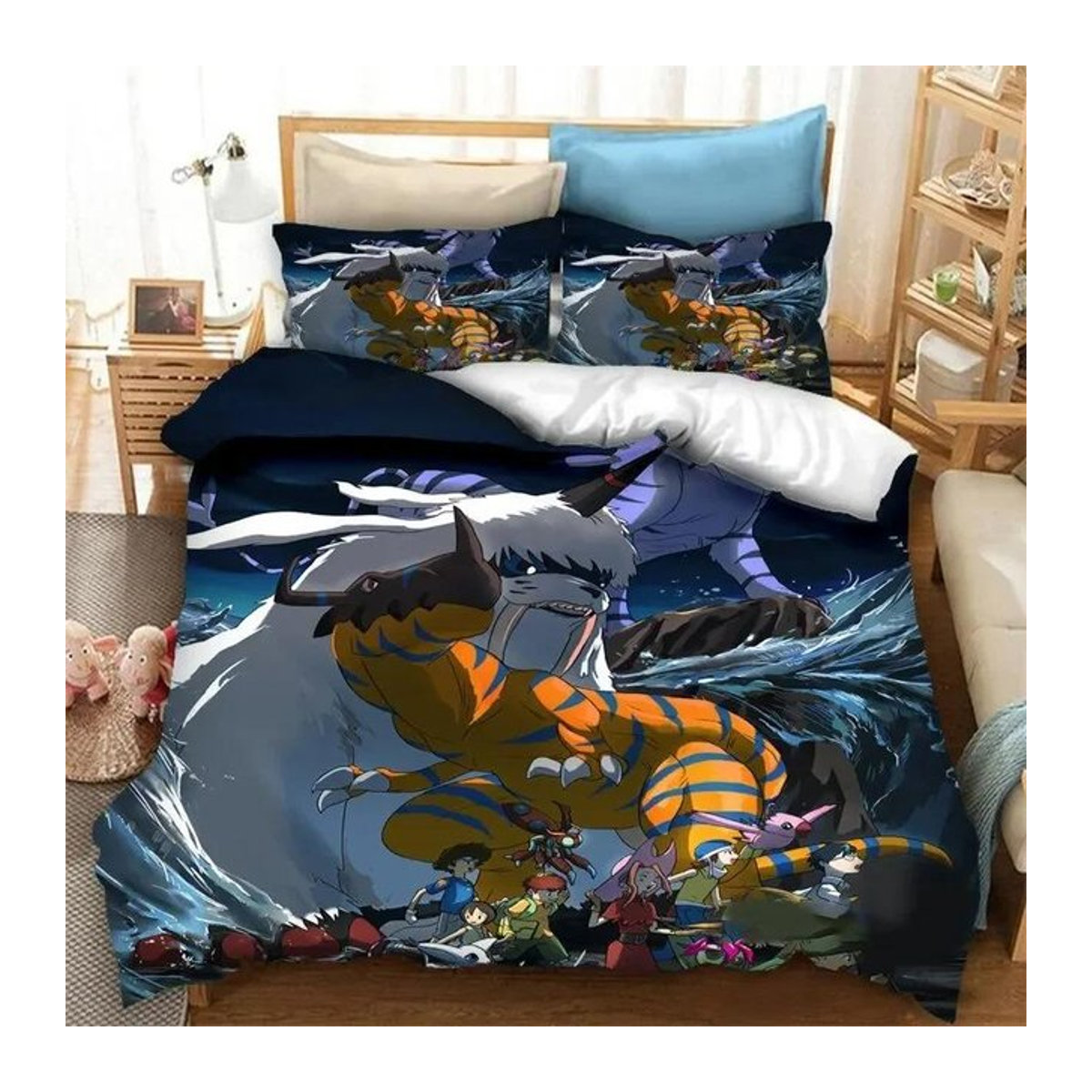 Digimon Adventure Bettwäsche-Set mit Reißverschluss, Einzelbettbezug 135 x 200 cm - Bild 1