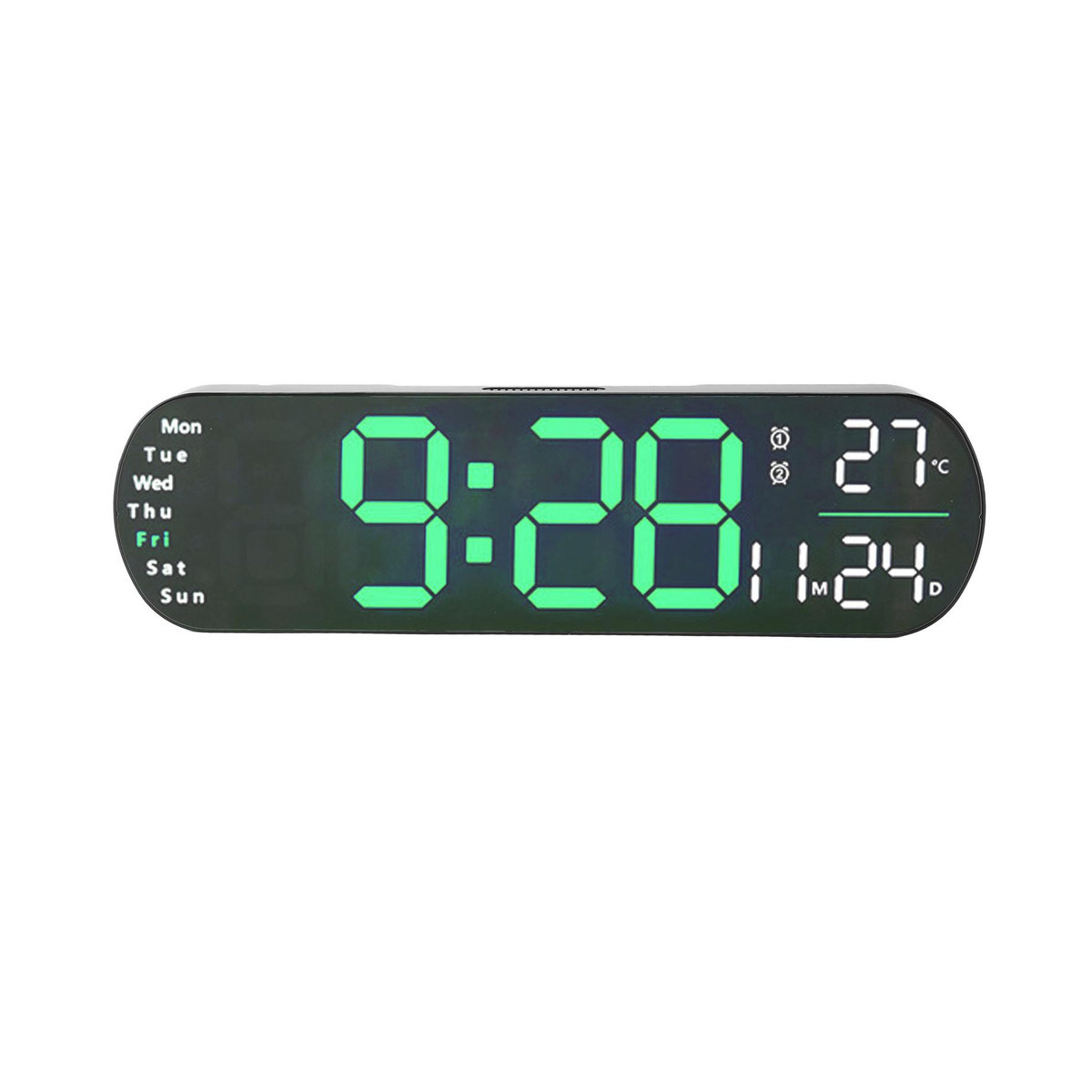 Digitale LED Wanduhr von CosyHome mit Fernbedienung, Datumsanzeige und Thermometer, Farbe Grün/Schwarz - Bild 2