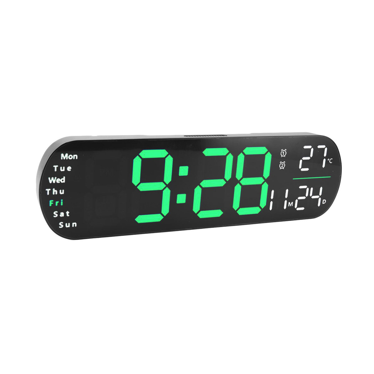 Digitale LED Wanduhr von CosyHome mit Fernbedienung, Datumsanzeige und Thermometer, Farbe Grün/Schwarz - Bild 3