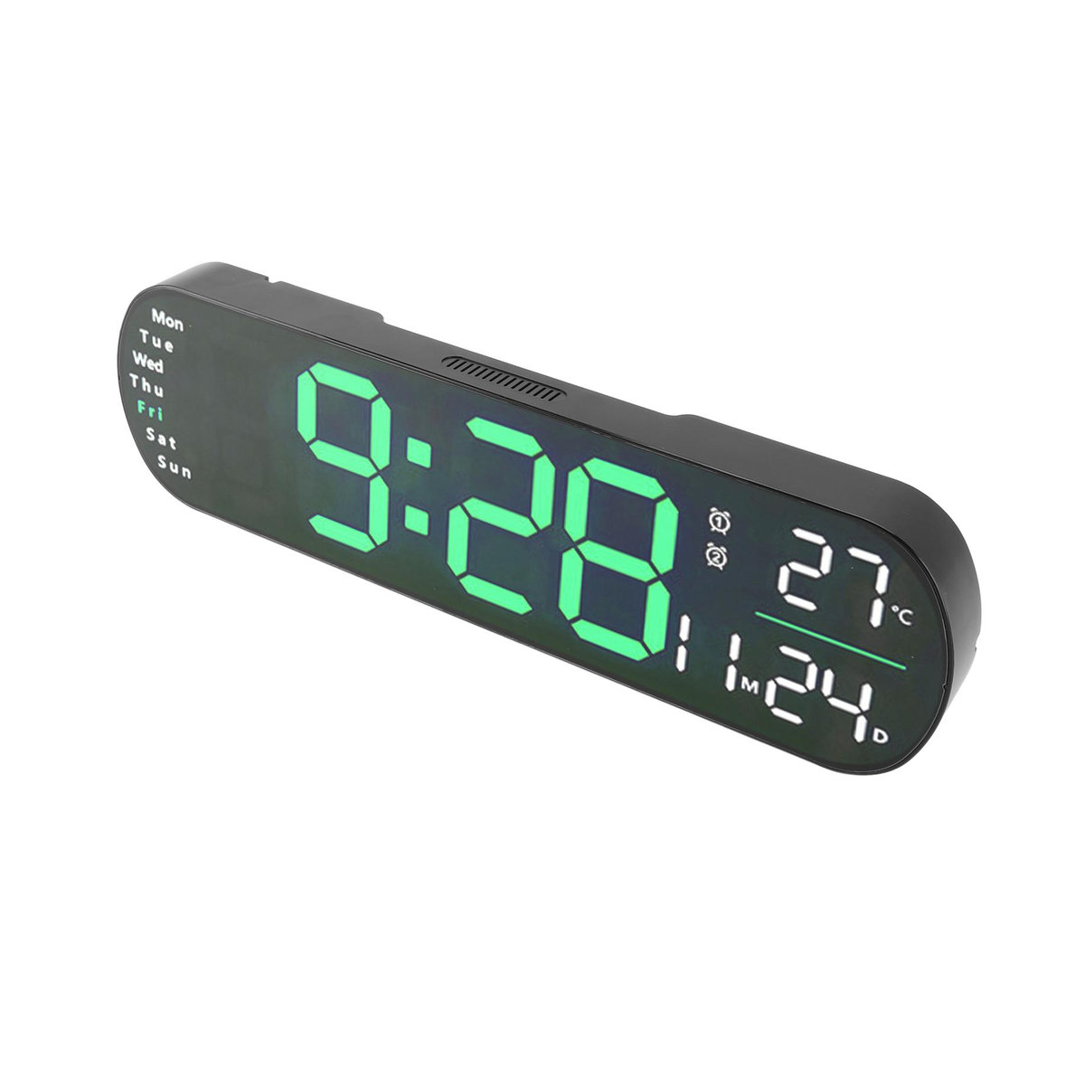 Digitale LED Wanduhr von CosyHome mit Fernbedienung, Datumsanzeige und Thermometer, Farbe Grün/Schwarz - Bild 4