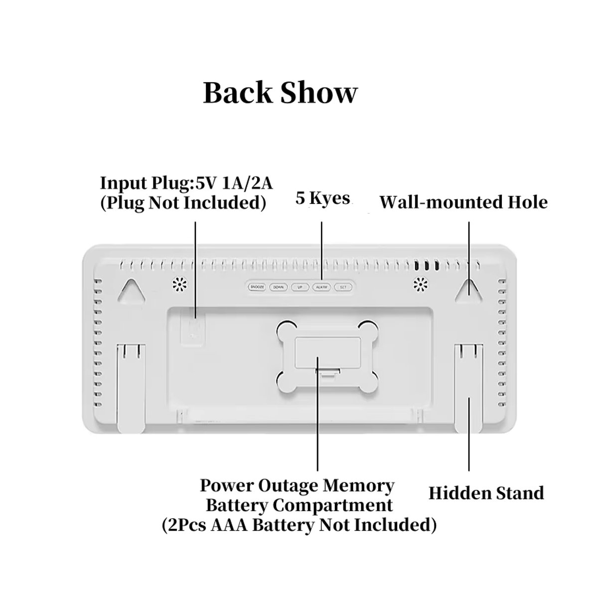 Digitale Wanduhr von NieNie in Beige und Schwarz mit LED-Beleuchtung, Stimmungslicht, Fernbedienung, Dual-Alarm, Timer und Countdown, modern und wandmontiert - Bild 5