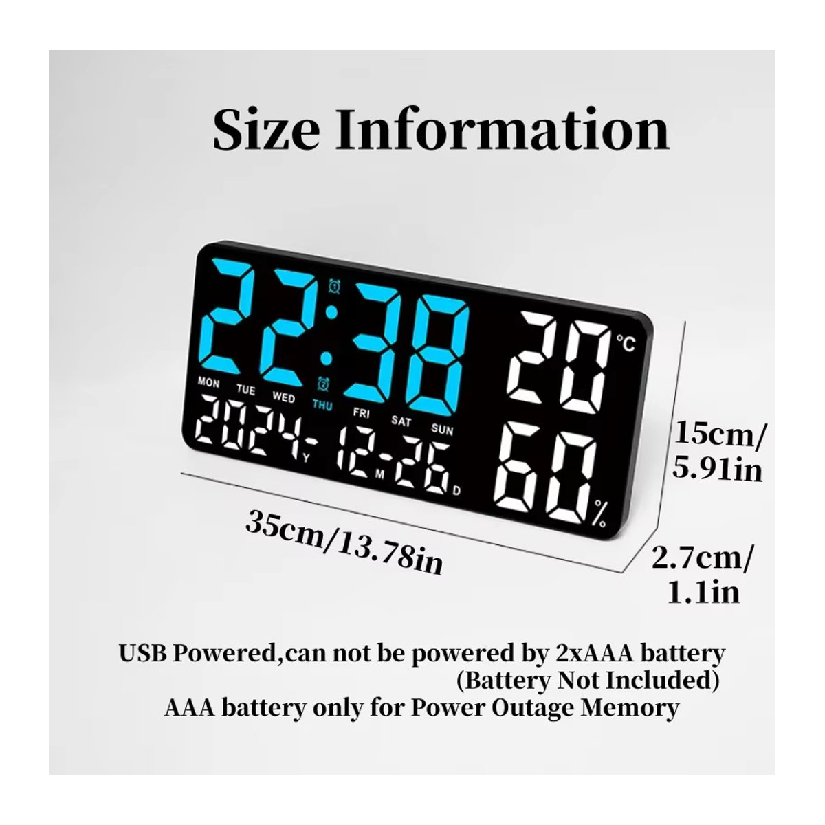Digitale Wanduhr von NieNie in Beige und Schwarz mit LED-Beleuchtung, Stimmungslicht, Fernbedienung, Dual-Alarm, Timer und Countdown, modern und wandmontiert - Bild 6