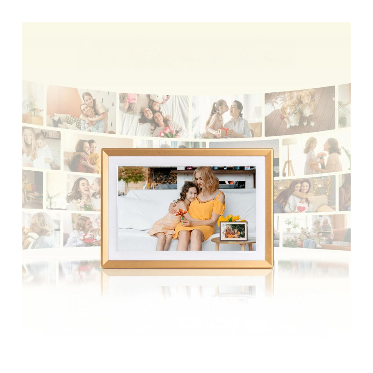 Digitaler Fotorahmen Arzopa D10 Gold mit WLAN, App-Steuerung und Videowiedergabe, B/H: 25 x 15 cm - Bild 2