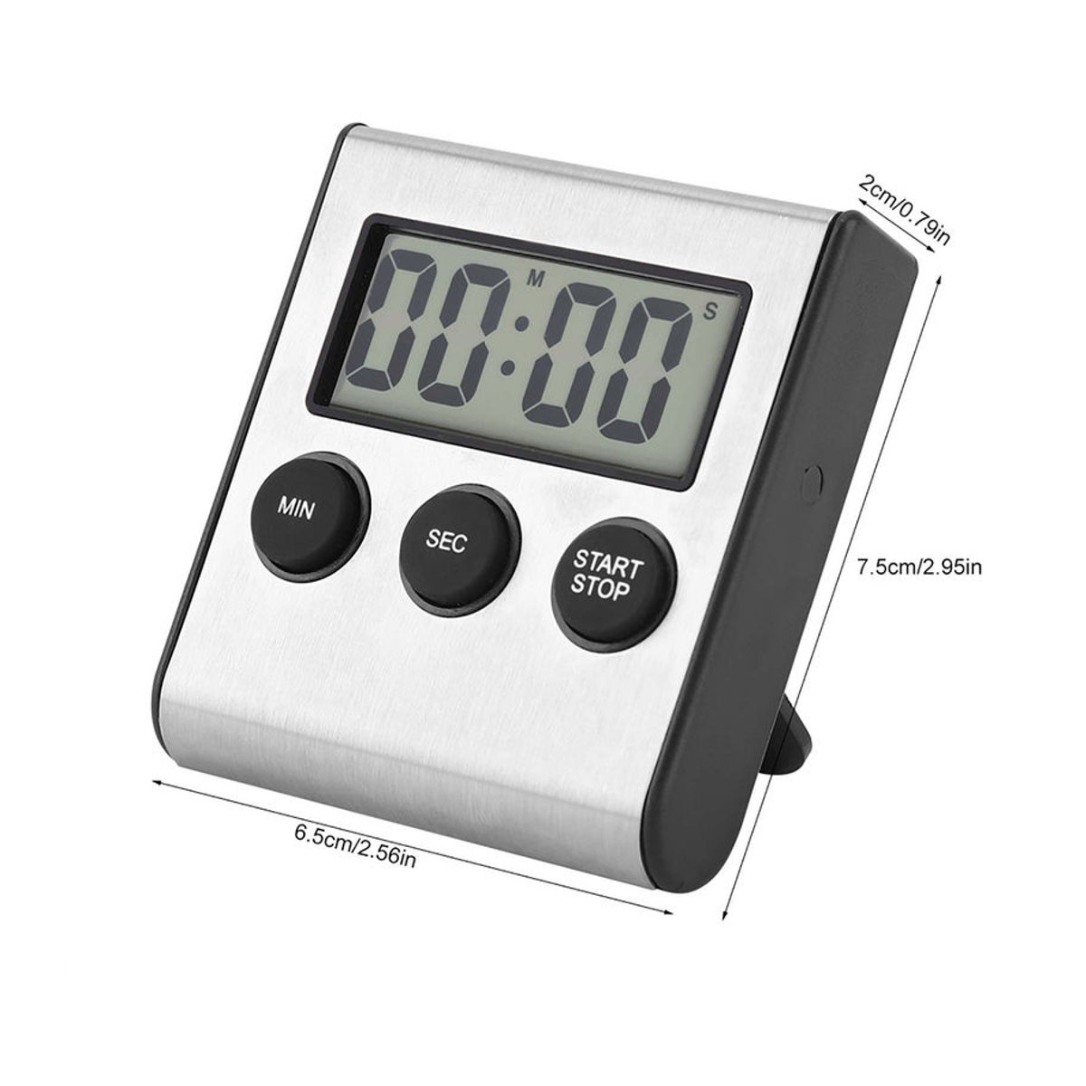 Digitaler Küchentimer von GoolRC mit Thermometer und Hygrometer, silber, wandmontiert oder Desktop, B/H/T: 7,5 x 7,5 x 7,5 cm - Bild 4