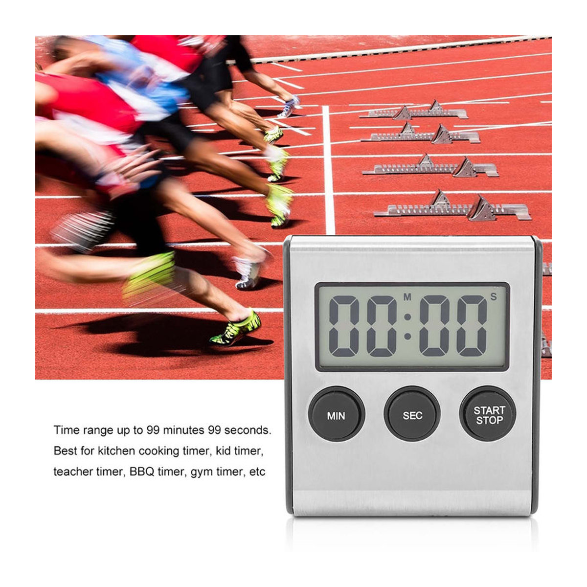 Digitaler Küchentimer von GoolRC mit Thermometer und Hygrometer, silber, wandmontiert oder Desktop, B/H/T: 7,5 x 7,5 x 7,5 cm - Bild 6
