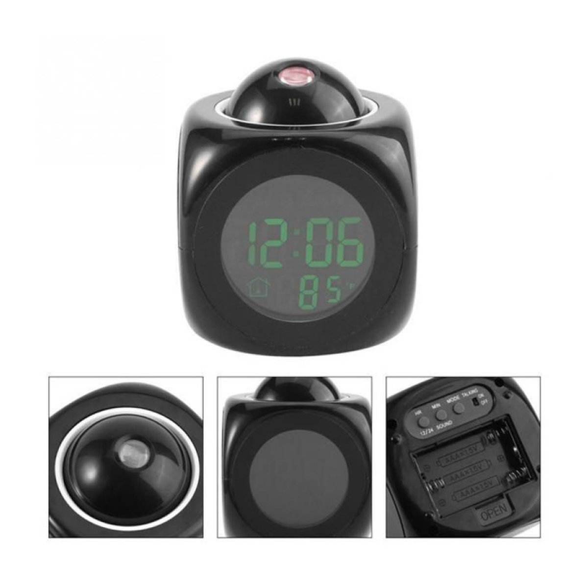 Digitaler LED Projektionswecker mit Thermometer und Sprachaufforderung in Weiß - Bild 4