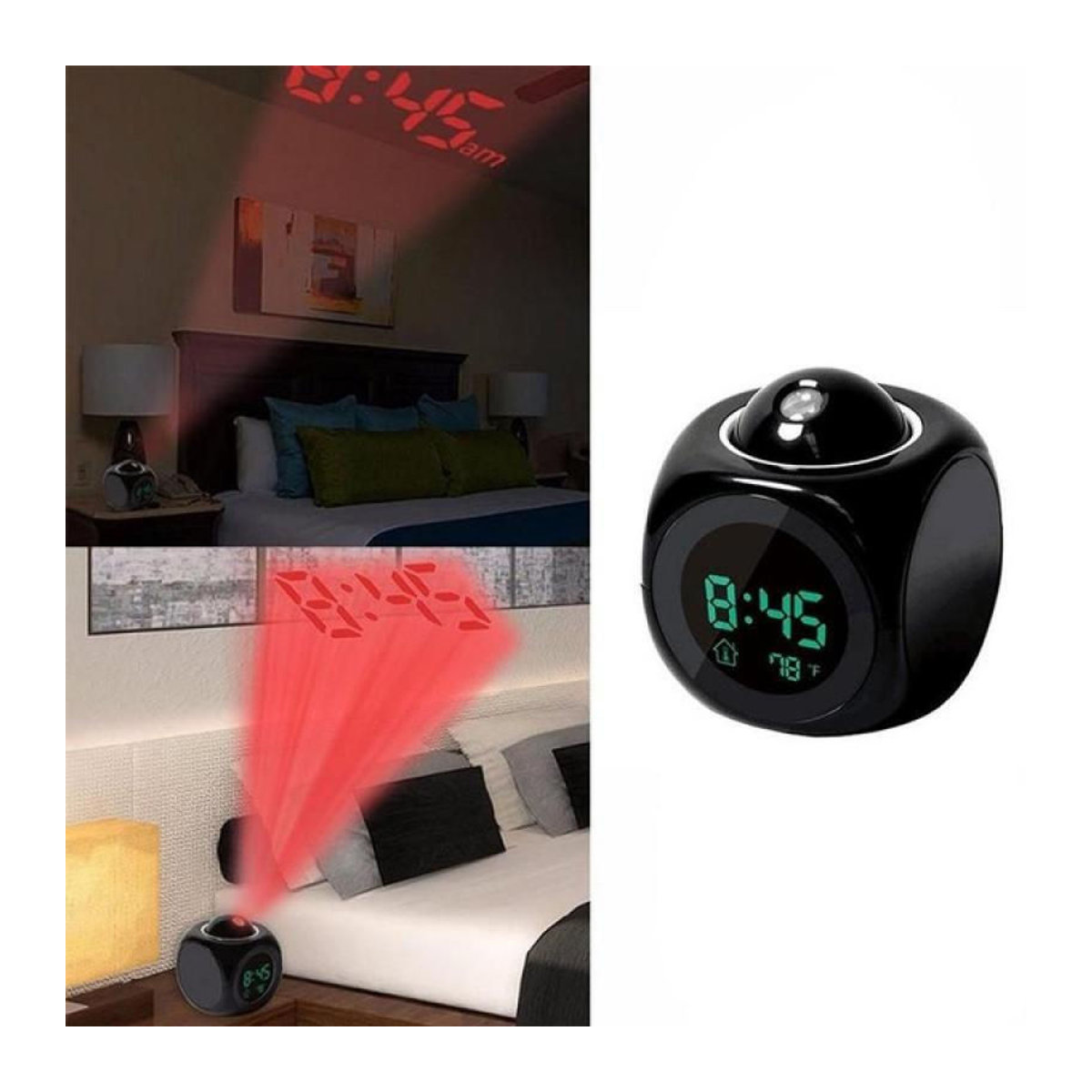 Digitaler LED Projektionswecker mit Thermometer und Sprachaufforderung in Weiß - Bild 5