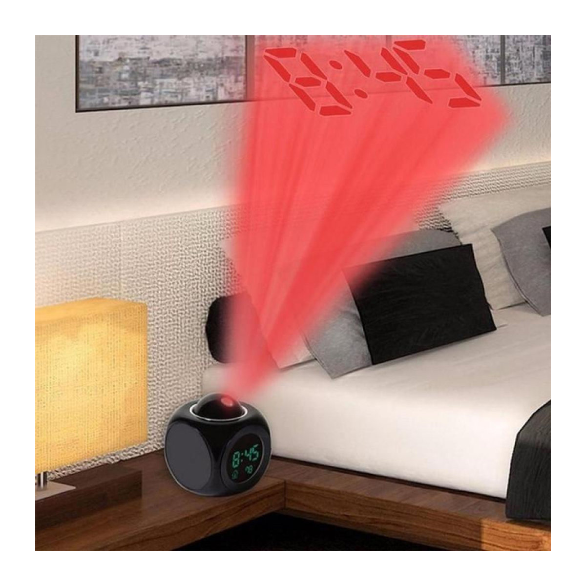 Digitaler LED Projektionswecker mit Thermometer und Sprachaufforderung in Weiß - Bild 6