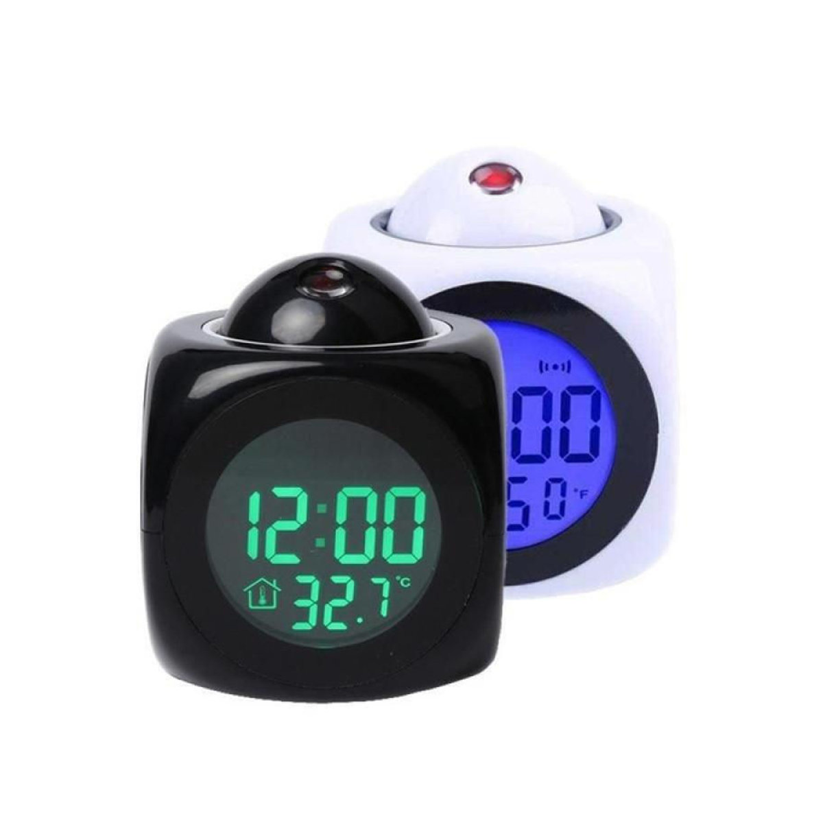 Digitaler LED Projektionswecker mit Thermometer und Sprachaufforderung in Weiß - Bild 7