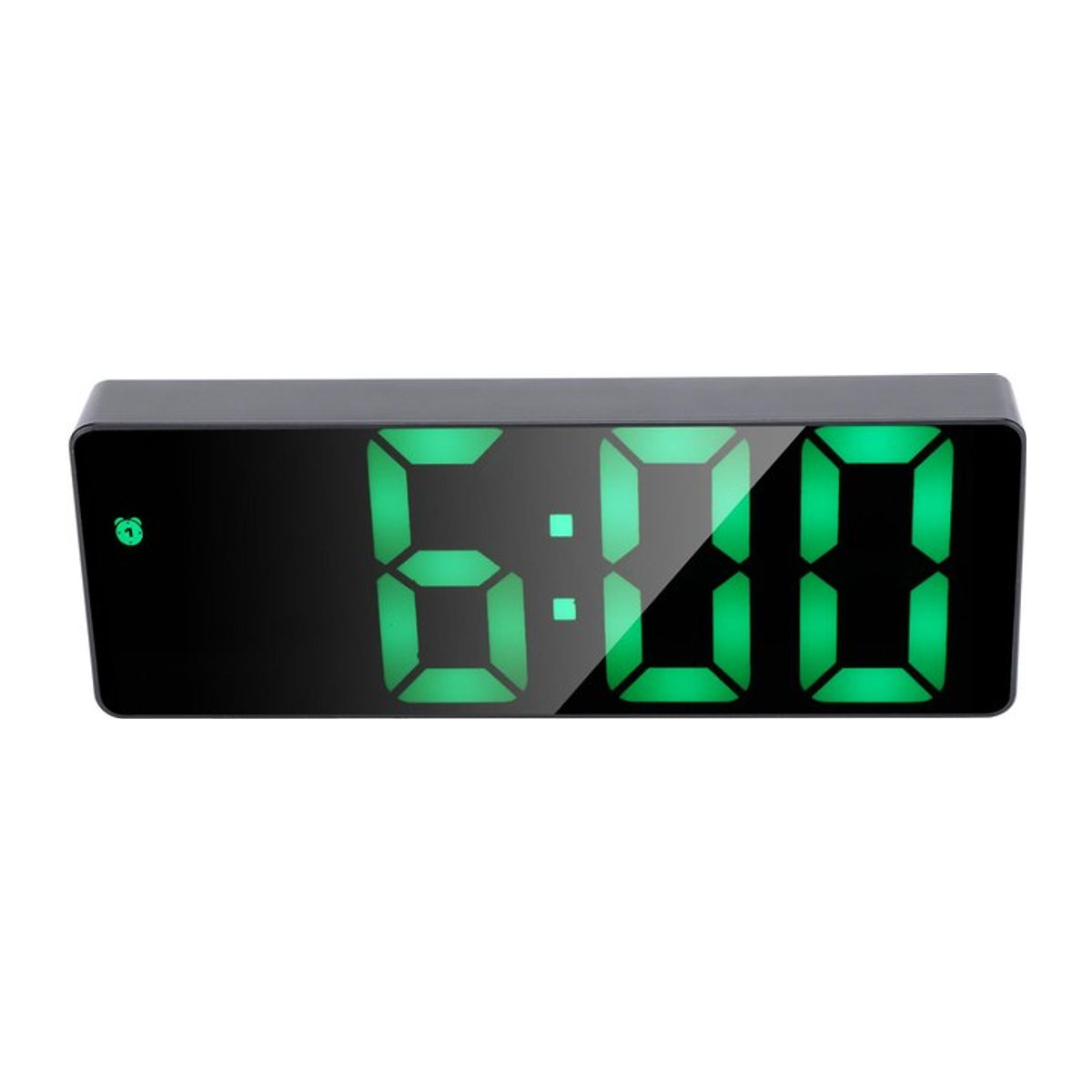 Digitaler LED-Spiegelwecker von GoolRC in Schwarz mit minimalistischem Design - Bild 1