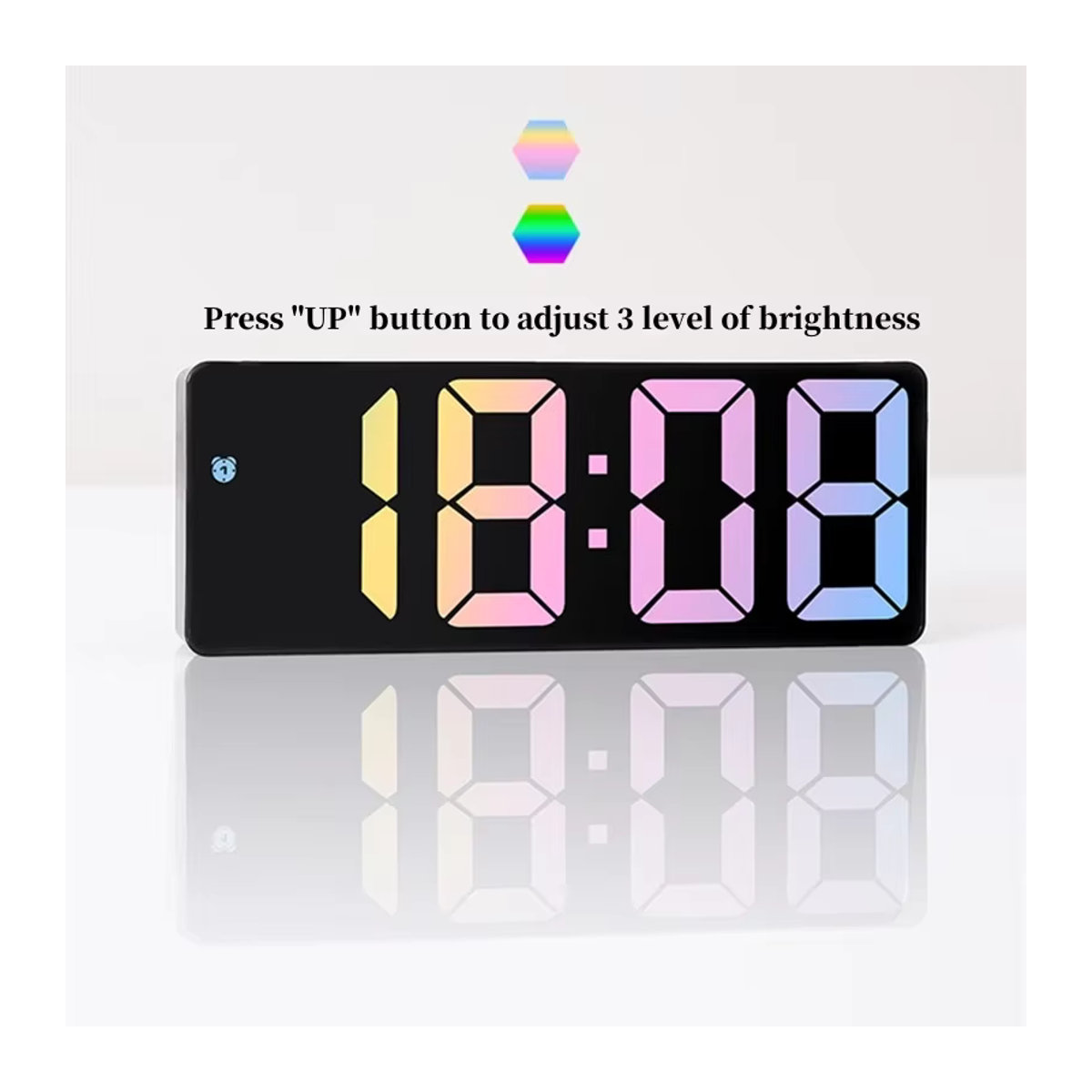 Digitaler LED-Wecker mit Sprachsteuerung, Thermometer und Datumsanzeige in Schwarz - Bild 3