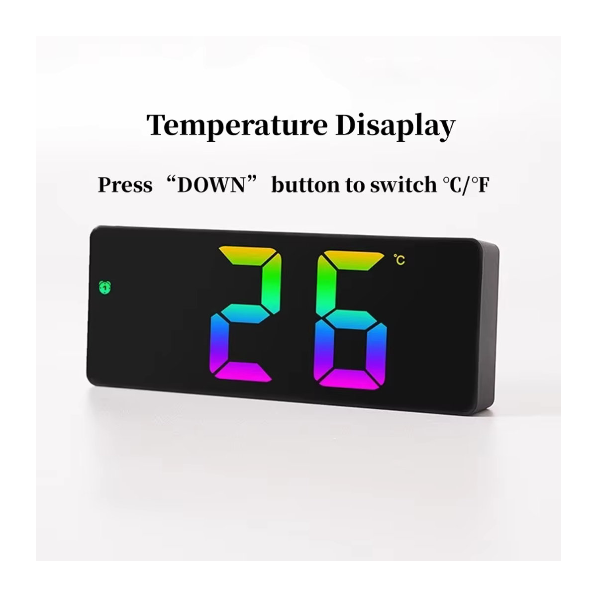 Digitaler LED-Wecker mit Sprachsteuerung, Thermometer und Datumsanzeige in Schwarz - Bild 4