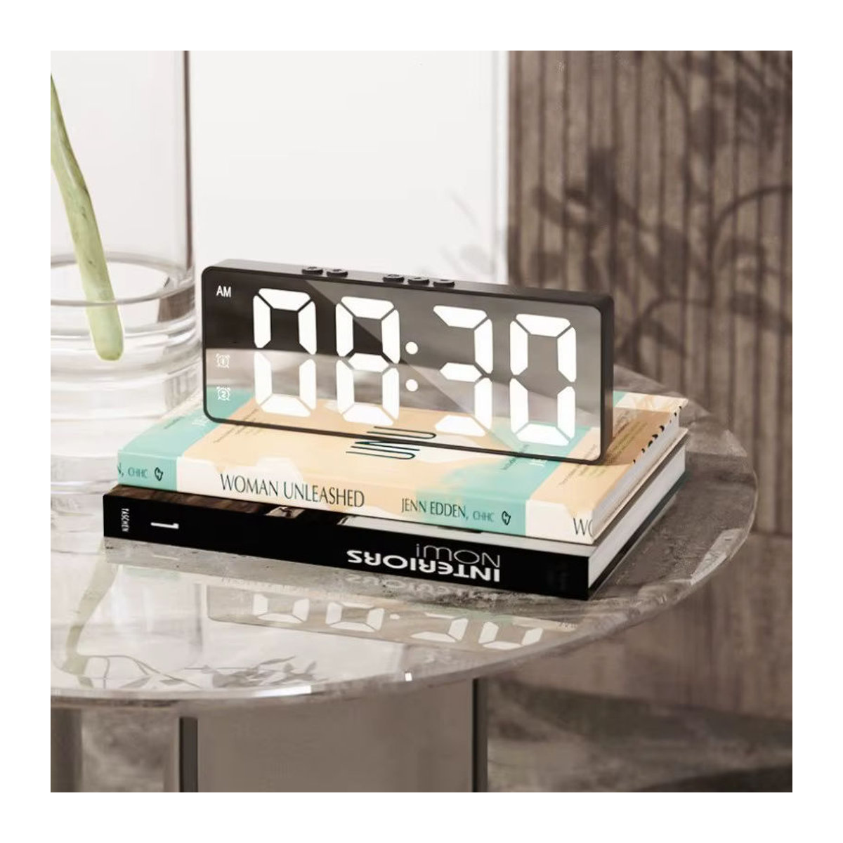 Digitaler LED Wecker mit Sprachsteuerung und Thermometer, schwarze Tischuhr mit Dual-Alarm und Schlummerfunktion - Bild 4